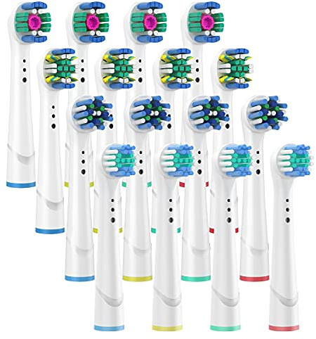 Testine di ricambio per spazzolini elettrici compatibili con Ora B, incluse 4 Precision, 4 Floss, 4 Cross e 4 Whitening - Confezione assortita da 16 pezzi