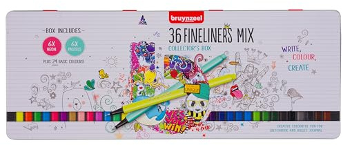 Bruynzeel Fineliner-Set mit 36 Farben | Stifte zum Schreiben, Zeichnen, für Bullet Journaling, Malbücher für Erwachsene