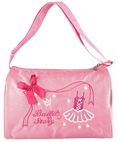 Demeras Kinder Balletttasche, personalisierte Ballett bestickte Tasche für Tanzschuhe und Ballettkleid Ballett Umhängetasche Pink/Lila(Rosa)