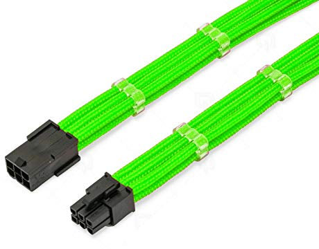 Shakmods 6 Pin PCIE GPU Graphics Card Sleeved Extension Cable 30cm + 2 Cable Combs (Green)