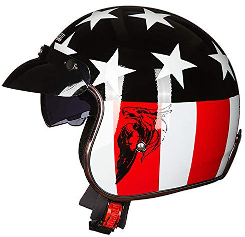 ZLYJ Casco retrò Cappuccio Moto Casco Jet Mezzo ECE Omologato Casco Pilota per Uomo e Donna Semicoperto Semicoperto Harley per Quattro Stagioni C,L