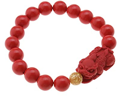 Be In Your Mind 2 Stück Feng Shui Rot Zinnober Armband Pixiu Glückliche Wohlhabende Elastizität Taliman Geschenk