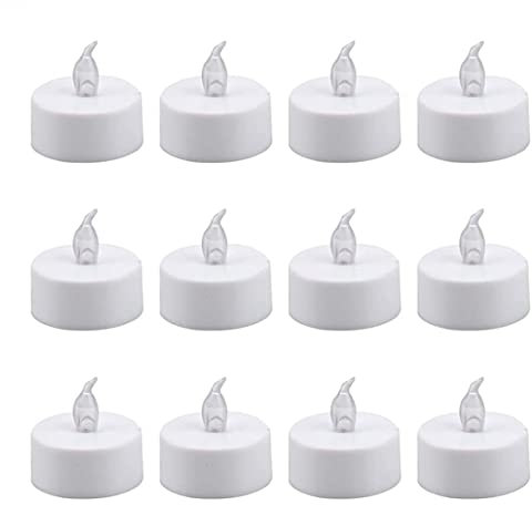 Battery Operated LED Tea Lights,Flameless Votive Tealights Candle with Warm White Flickering Bulb Light,Pack of 12,Small Electric Fake Tea Candle Realistic for Wedding,Table,Festival Celebration