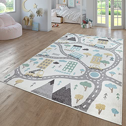 TT Home Teppich Kinderzimmer Kinderzimmerteppich Junge Mädchen Kinderteppich Modern Soft, Farbe:Creme 3, Größe:133x190 cm