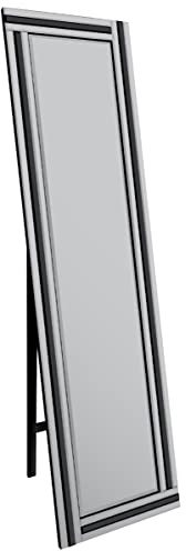 MirrorOutlet Triple Bevel Large Venetian Cheval Free Standing Black and Mirror 5Ft X 1Ft3 (150 X 40cm) YC123 Frameless