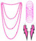 Jomnvo Accessoires de costumes des années 80 - Collier de perles en silicone avec boucles d'oreilles fluo pour femme - Accessoires de déguisement des années 80 (rose rouge)