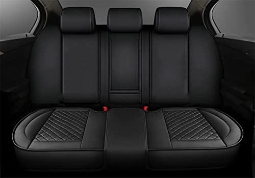 SanQing Luxus PU Leder Auto Rücksitzbezüge Rücksitzbezüge Protektoren Kissen für Auto Rücksitzböden Fit 90% Fahrzeuge 4 Jahreszeiten (Black Back)