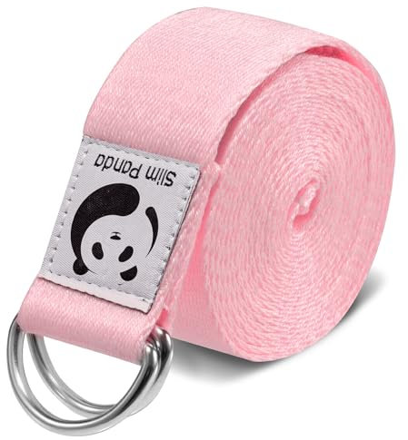 Slim Panda Cinturón de Yoga de Algodón, Práctica Correa Con Bucles Metálicos para Yoga, Estiramiento, Fitness, Pilates y Gimnasia (180 / 250cm)