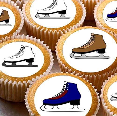 24 edible PRE CUT Ice Skating bookts style kids childrens party decorations Wafer Paper Cupcake Fairy Cake Toppers