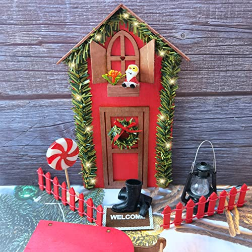 Accesorios Para Puerta Elfo Navidad De Navidad,Casa De Muñecas Navideña Miniatura,Puertas Elfo Navidad De Madera,Puerta Elfo Navidad,Christmas Village Scene,Pueblo Navideño Con Luces,Accesorio Navidad