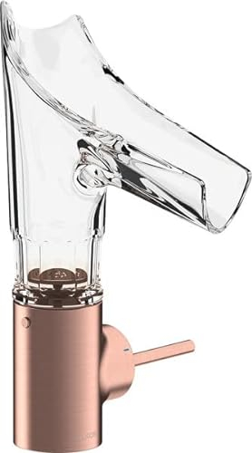 hansgrohe AXOR Starck V Einhebel-Waschtischmischer 140 mit Glasauslauf und Ablaufgarnitur - Facettenschliff, 12123310, Farbe: Brushed Red Gold