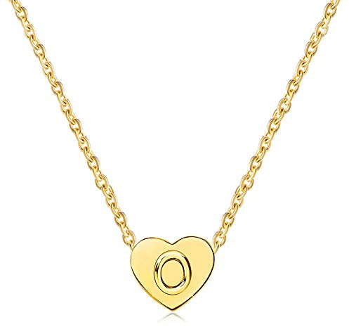 SBI Jewelry Gold Heart Name Initial Necklace for Women Personalised Necklace for Mum Name Love Heart Birthday Jewllery Gifts for Her