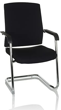 hjh OFFICE Besucherstuhl Freischwinger LEVIA VP Schwingstuhl mit Armlehnen, gepolstert, stapelbar, Stoff Schwarz 820030