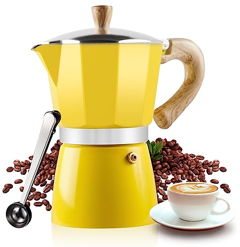 VINEKRAFT Moka Pot, 6 Cup Italian Espresso Maker, Aluminium Stove Top Coffee Maker with a Coffee Clip Spoon, 270ml