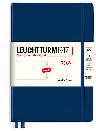 LEUCHTTURM1917 367612 Wochenkalender Medium (A5) 2024, 12 Monate, Marine, Englisch