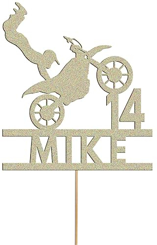 Personalisierbare Motorrad-Kuchendekoration mit Glitzer, für jeden Namen und jedes Alter
