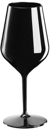 Playflip Lot de 36 verres à vin réutilisables en plastique incassable Noir 470 ml