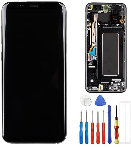 E-YIIVIIL Écran TFT de rechange compatible avec Samsung Galaxy S8 Plus G955F Écran tactile Digitizer Assemblée Verre noir avec cadre + outils (pas d'empreintes digitales)