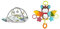Kinderkraft Spieldecke SMARTPLAY, Erlebnisdecke, Spielmatte mit Spielbogen & Fehn Activity-Spieltier Fledermaus – Baby Motorikspielzeug für Kinderwagen