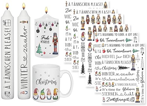 Sugeru 6 PCS Kerzentattoo Wassertransferdruck | wasserschiebefolie kerzen | kerzenaufkleber sticker | Kerzen dekorieren | Sprüche,ostern,Lieblingsmensch,Happy Birthday(AdventstagⅡ)