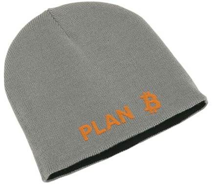 Plan B Bitcoin Crypto Funny Mining Life BTC Unisex Bestickte Doppelschicht Beanie Wintermütze Kunst, grau, One size