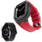 BINLUN Bracelets Compatible avec Apple Watch 44mm 45mm 2 Pièces Bracelet de Montre en Silicone avec Boîtier en Métal Bracelet en Toile Compatible avec iWatch Serie 9/8/7/SE2/SE/6/5/4 (Rouge,Noir)