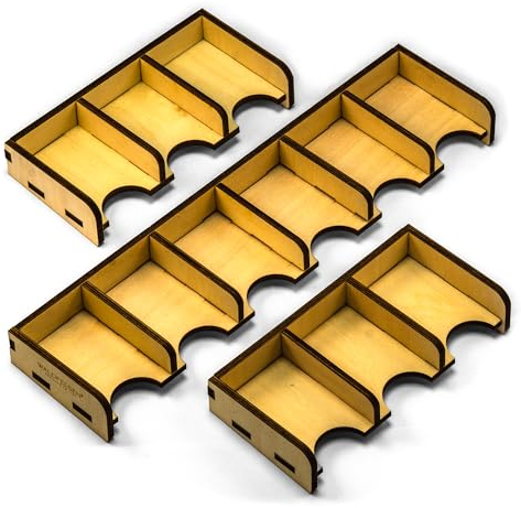 Waldfelsen 1 Spielkartenhalter aus Holz mit 6 Fächern und 2 Kartenhalter mit 3 Fächern für Karten in Größe 44 x 68 mm geeignet für Die Siedler