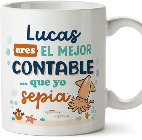 MUGFFINS Tazas Personalizadas para CONTABLE hombre - En Español - Mejor que yo Sepia - 11 oz / 330 ml - Regalo Personalizable original y divertido