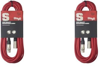 Stagg 10 m cable XLR a conector XLR para micrófono de calidad, rojo (Paquete de 2)