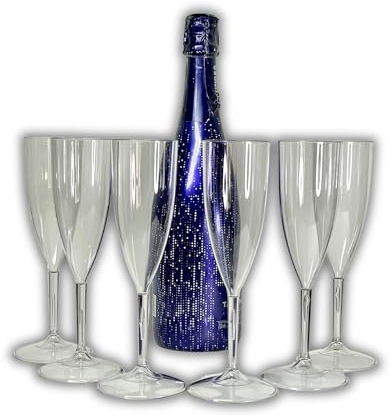 PAWOPA 12 Copas de champan transparentes irrompibles, cava y vino espumoso de plastico duro reutilizables ultraresistentes - Pack copas de champagne - Durarero y Seguro