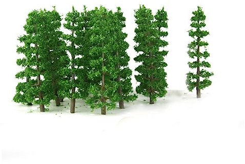 Cabilock 20 Stück 1:100 Kleiner Tannenbaum aus Kunststoff für Modellbau Landschaft mit Grüner Farbe für Modelleisenbahn und Dekoratives Modell Tannenbaummodell