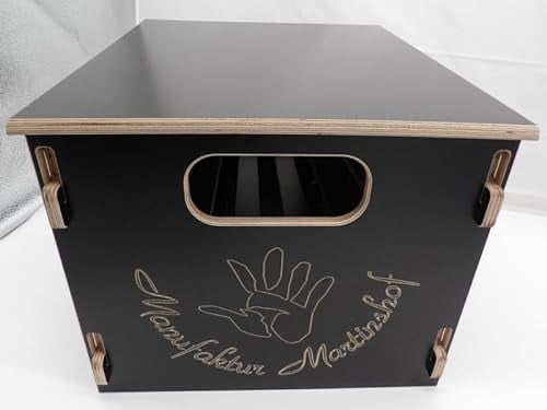 Manufaktur Martinshof Caisse à bière toboggan avec couvercle en noir et marron