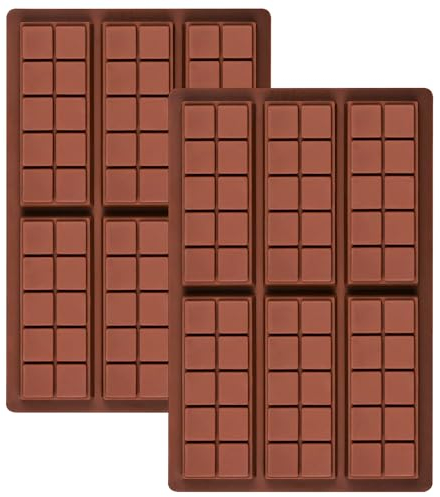 Lot de 2 Moules à Chocolat en Silicone, Moule Silicone de 6 Cavités, Anti-Adhésifs en Silicone de Qualité Alimentaire, Sans BPA, Moules à Pâtisserie pour Faire du Chocolat, Fondant, Gelée (brun)