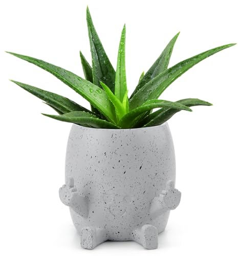 VOSSOT Lächelnder Blumentopf, Mittelfinger Smiling Blumentopf, Lustige Blumentöpfe, Kreativ Dekorativ Sukkulenten-Töpfe, Mittelfinger Lächelnder Blumentopf Garten Tisch Bücherregal Deko