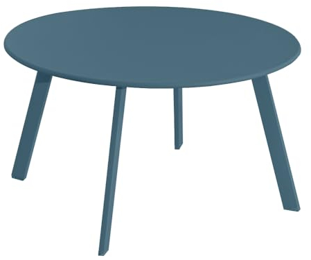 LOLAhome Mesa Auxiliar Marzia lacada Azul | Ø70x40 cm | De Acero con Revestimiento epoxi anticorrosión Interiores y Exteriores, jardín, terraza y balcón
