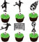 Xsstarmi 24 Pack Soccer Cupcake Toppers Glitter Football Sports Cupcake Picks Decoration for Goal Game Trophy Football Theme Baby Shower Boys Birthday Party Cake Decorations Black