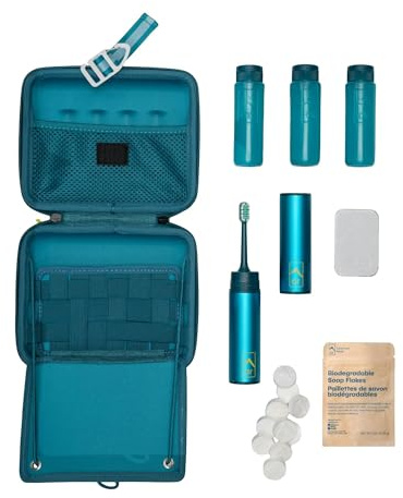 Adventure Ready Adventure Hanging Toiletry Kit - Camping Toiletry Bag with Soap Flakes, Compressed Towelettes, Toothbrush, Mirror & More