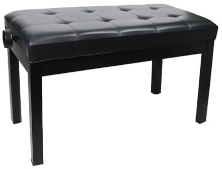 Klavierbank aus PU-Leder, Klavierbank mit Beinen aus Massivholz, höhenverstellbar 46–56 cm, Klavierbank, einzelner Klavierhocker for Üben von Musik, Schwarz