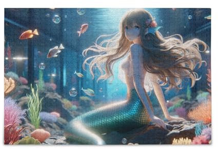 1000 Teile Puzzle Meerjungfrau Fantasie Blau Puzzle für Erwachsene Familien