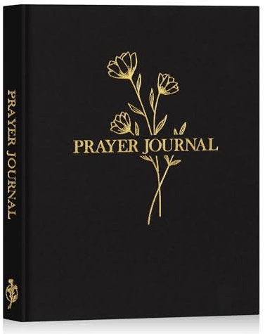 Lanpn Gebetstagebuch zum Reinschreiben, Bible Gebets Study Journal, Gratitude Prayer Journal Book, Christliches Tagebuch Notizbuch zum Bibelverse, Religiöse Geschenk für Frauen und Männer, Schwarz