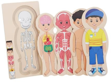 EHJRE Menschliches Körperpuzzle für Kinder, Montessori Puzzle, Lernen, Tragbares Lernspielzeug, Vorschulspiel für Kinder, Geburtstagsgeschenke P, Junge