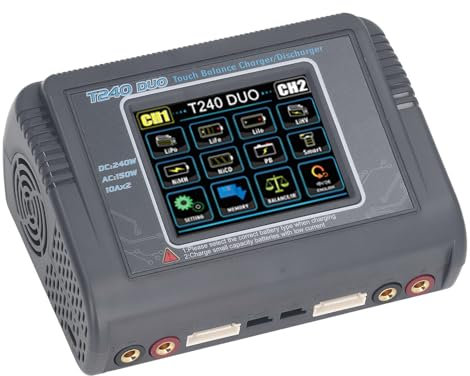 Lipo Battery Charger,Professional Touch Color Screen Efficient Dual Lipo Battery Balance Charger for RC Cars (UK Plug 100‑240V)