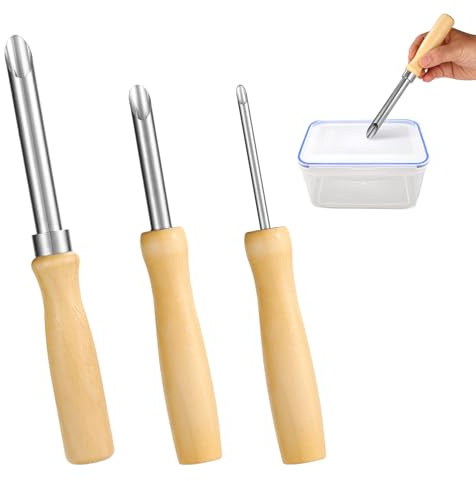 3pcs Perforatrices de Paille, Perforatrices en Acier Inoxydable pour Couvercles en Plastique 3 Tailles Perforatrices de Limonade pour Paille Outil de Perforation de Poterie