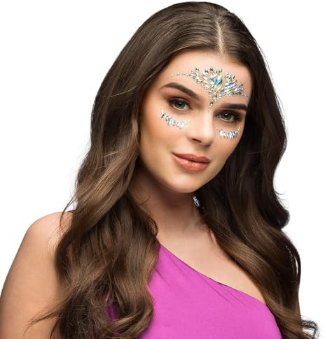Boland - Körperschmuck 3er Set, selbstklebende Strasssteine für Gesicht und Körper, ideal für Karneval, Make-Up oder Festival