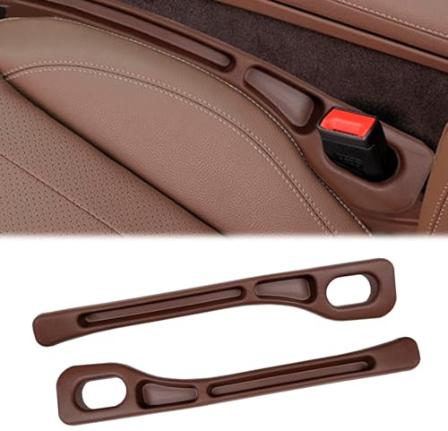 Griwuut Car Seat Gap Filler Set of 2, Storage Box for Car Seats,Multifunctional Seat Side Gap Filler Function, Fill The Gap Between Seat & Console (Brown)