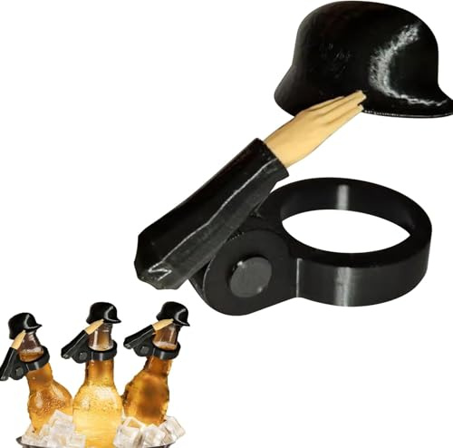 Bierflaschenhelm mit Soldatengruß, Bierflaschen Helm Flaschenverschluss,Wiederverwendbar & Staubdicht Bierflaschenverschluss,Flaschenverschluss Bierflaschen für Party Bar Veteranen Enthusiasten (A)