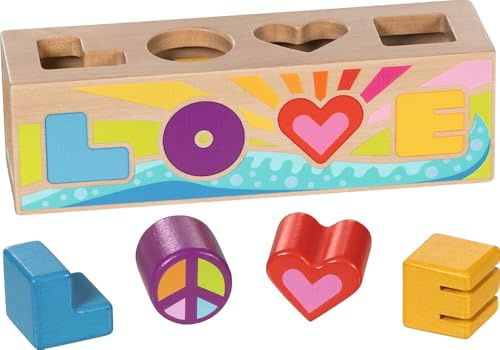 goki 58309 – Sortierbox „Love“ aus Holz – Designspielzeug aus der goki66-Serie, ca. 24 cm breit