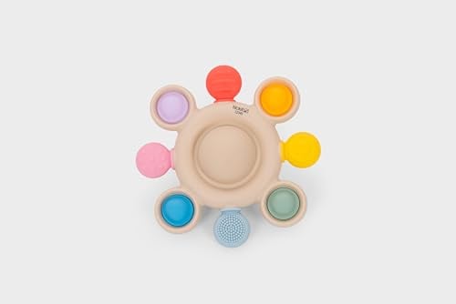 tickit Silisoft Pop Rattle Sensory Silicone Baby Teether with Colourful Popping Buttons, Gentle Central Rattle, Textured Chewing Nodules, Lightweight and Safe for Teething Relief,Rainbow