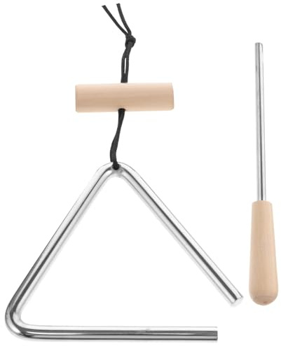 KAILIKETIY Musikalisches Dreieck Eisen Schlaginstrument FüR Kinder Mit Holzgriff 4 Zoll Hand-Percussion Instrument FüR Musiklernen Und RhythmusüBungen