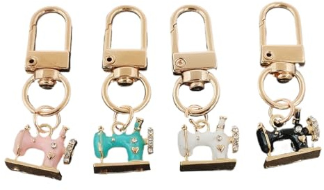 Zymoplas Damen Retro Kleine Nähmaschinen Charm Schlüsselanhänger Miniatur und Zarte Legierung Retro Kleine Nähmaschinen Anhänger, Typ+2